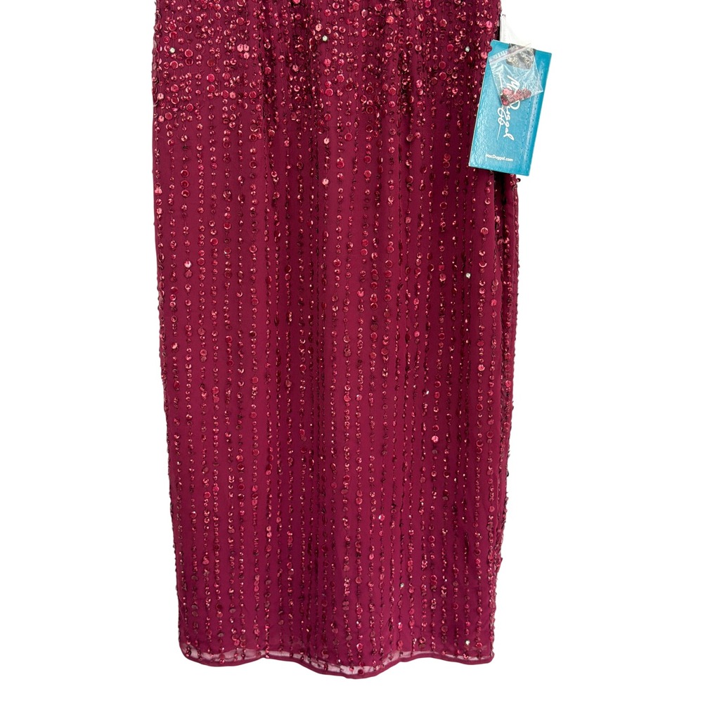 Mac Duggal 10509 Burgundy Beaded Sequin Sheath Sleeveless Cocktail Gown 8 NWT - Picture 10 of 16